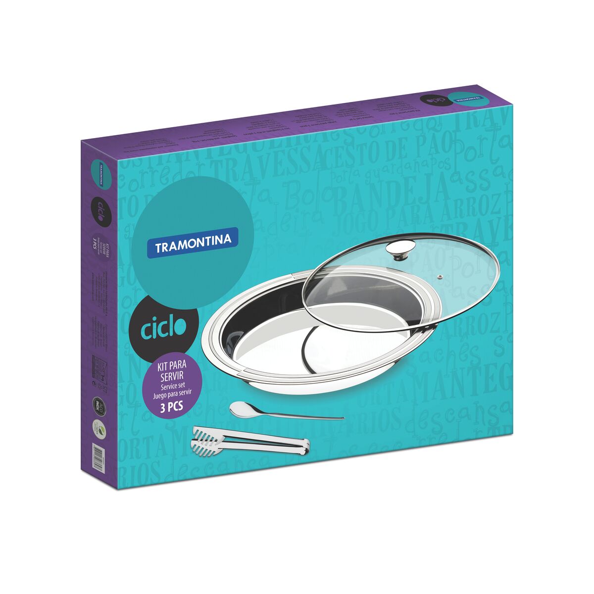 Tramontina Ciclo round stainless steel serving set -  3 pc set
